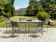 Gartenmöbel Set 6-Sitzer COSOLETO/GROSSETO Sicherheitsglas Marmor Optik Grau_881683