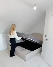Krevet s prostorom za pohranu MOUZON Svijetlo bež 160 x 200 cm_1051272