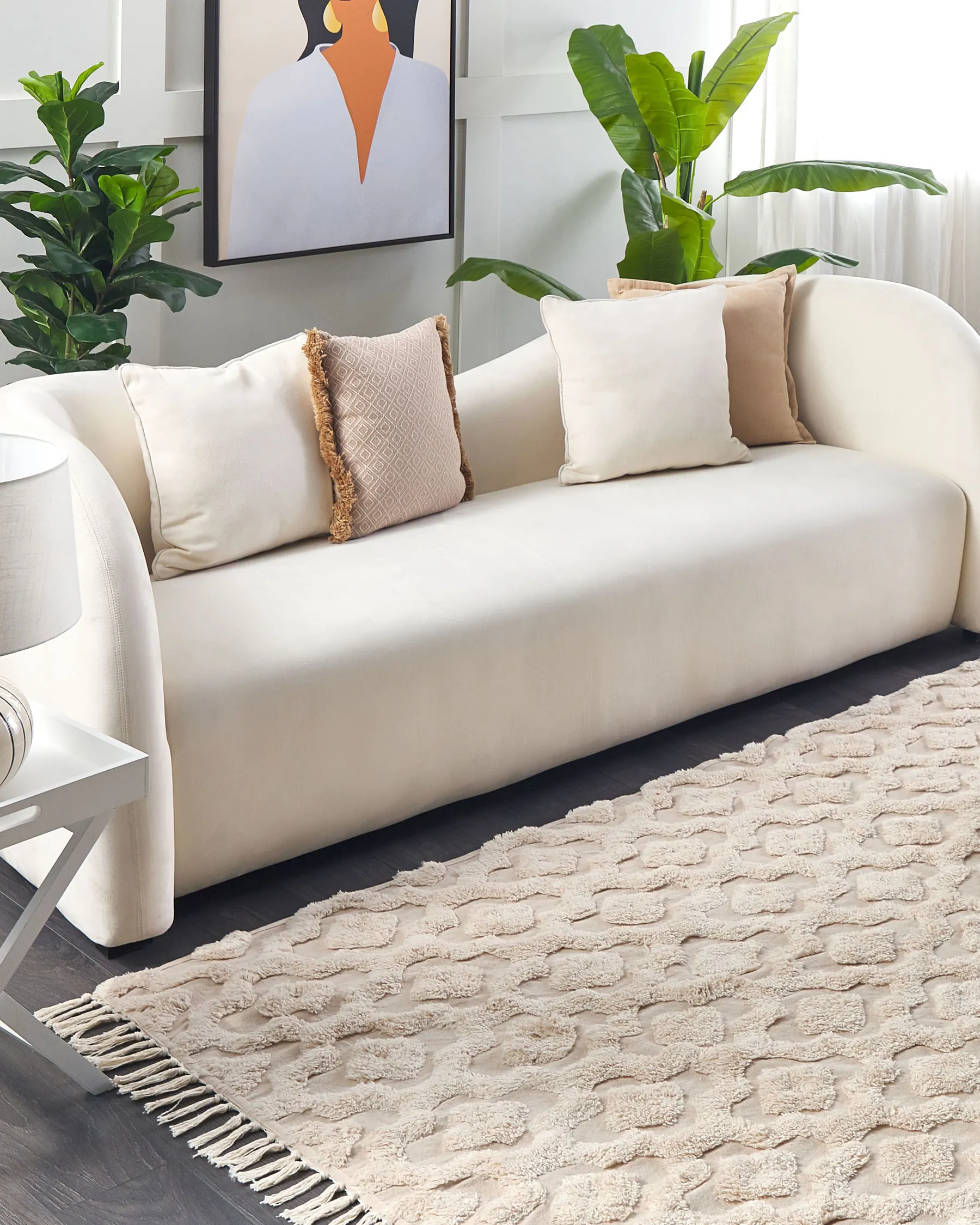 Rug AKSARAY Beige 160 x 230 cm Cotton_839215