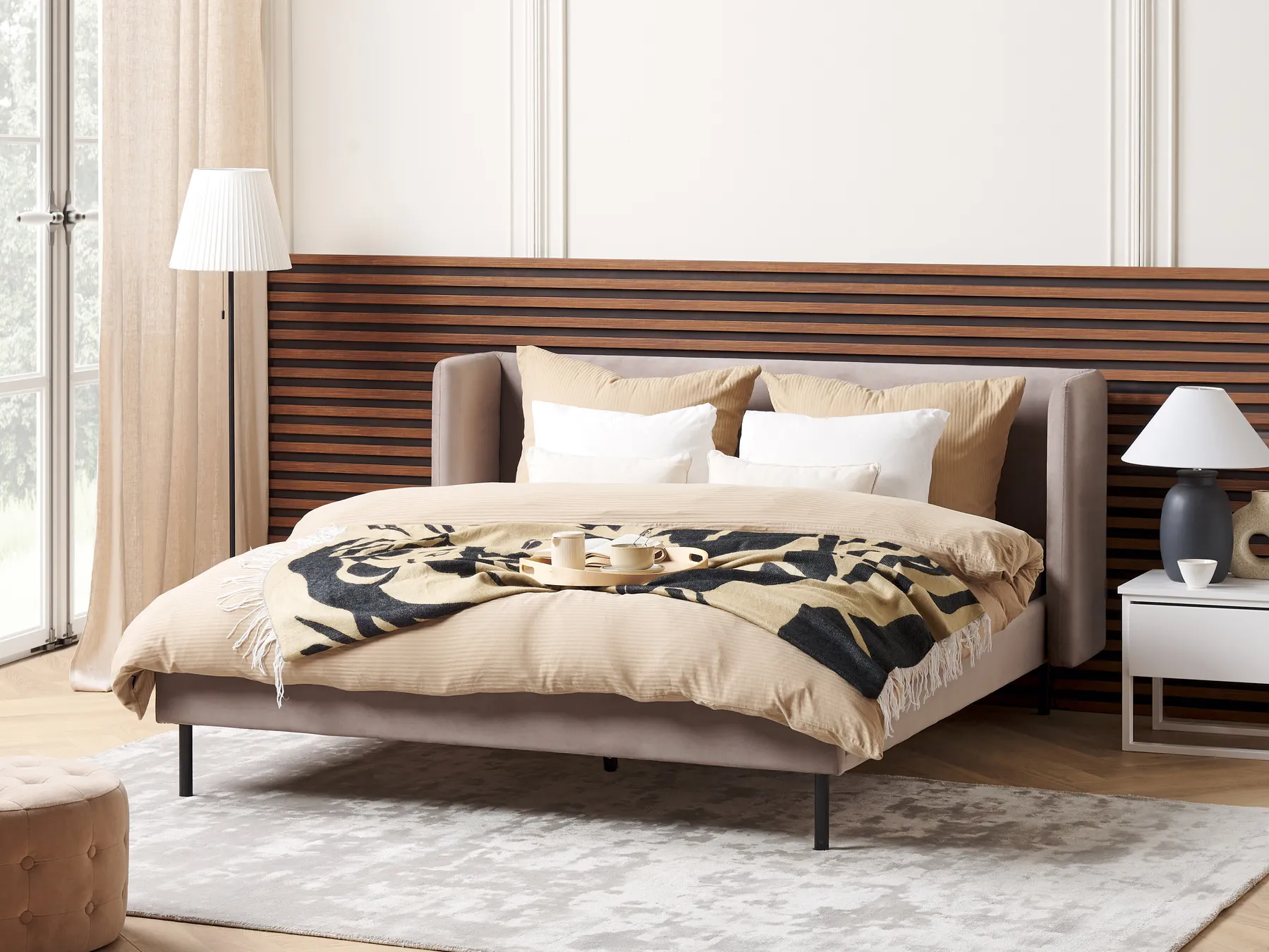 Bett mit Lattenrost Samtstoff ARETTE 160 x 200 cm Taupe_843898