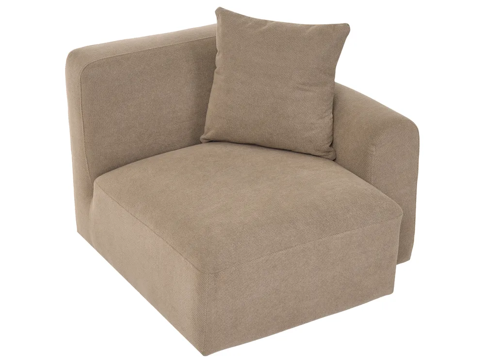 Modular Corner Sofa 3 Seater HEDE with Ottoman Fabric Brown Right Hand_1087455