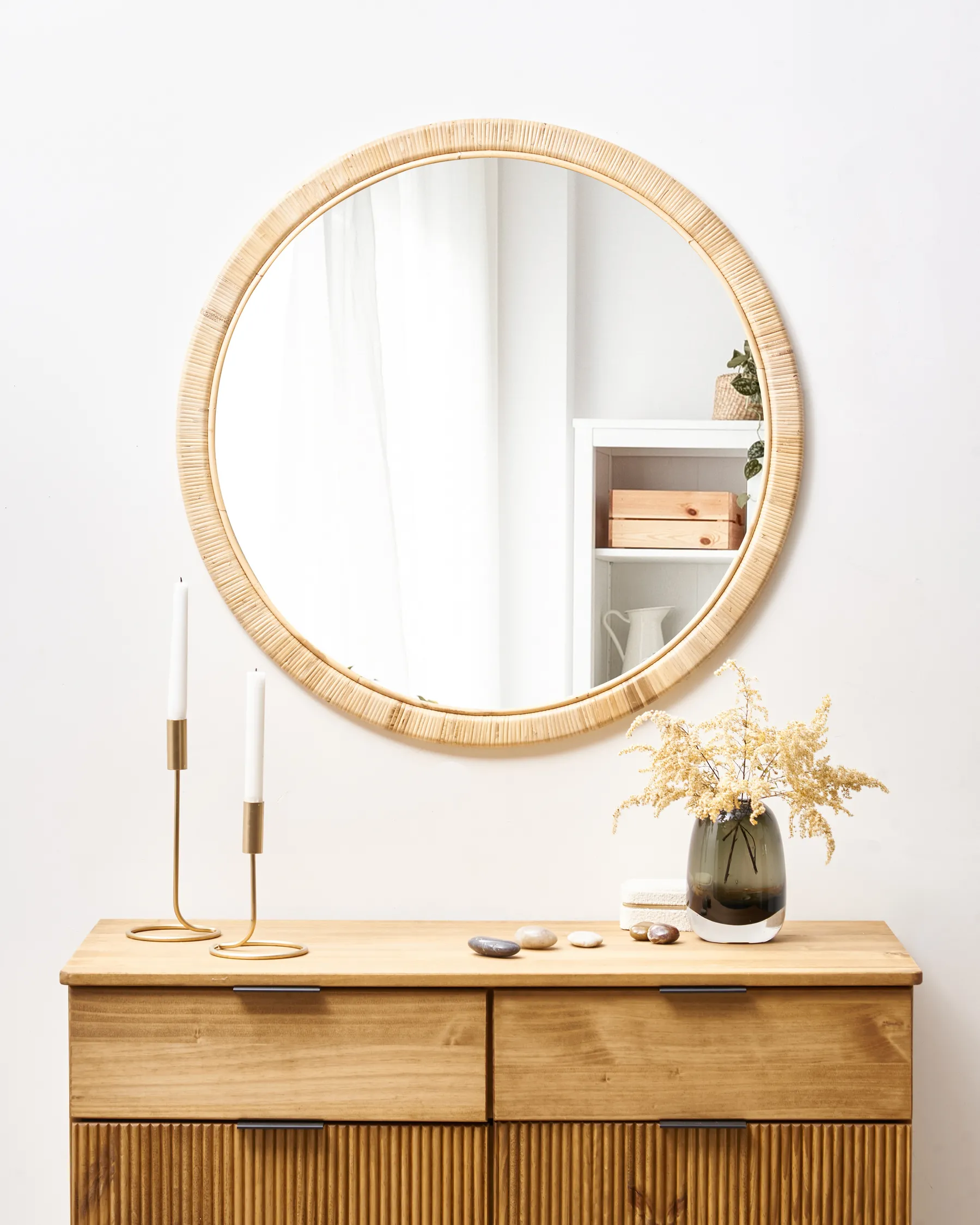 Wandspiegel ANLEZY 80 cm 80 cm Rattan Naturfarben_938865