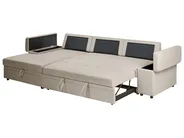 Eckschlafsofa 3-Sitzer HRISEY mit Stauraum Kunstleinen Beige rechtsseitig_1033396