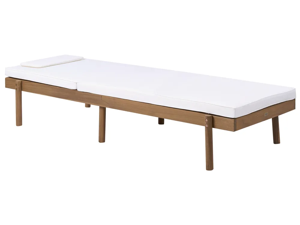 Sonnenliege mit Kissen MARCETELLI mit Relaxfunktion Akazienholz Weiß_1034544