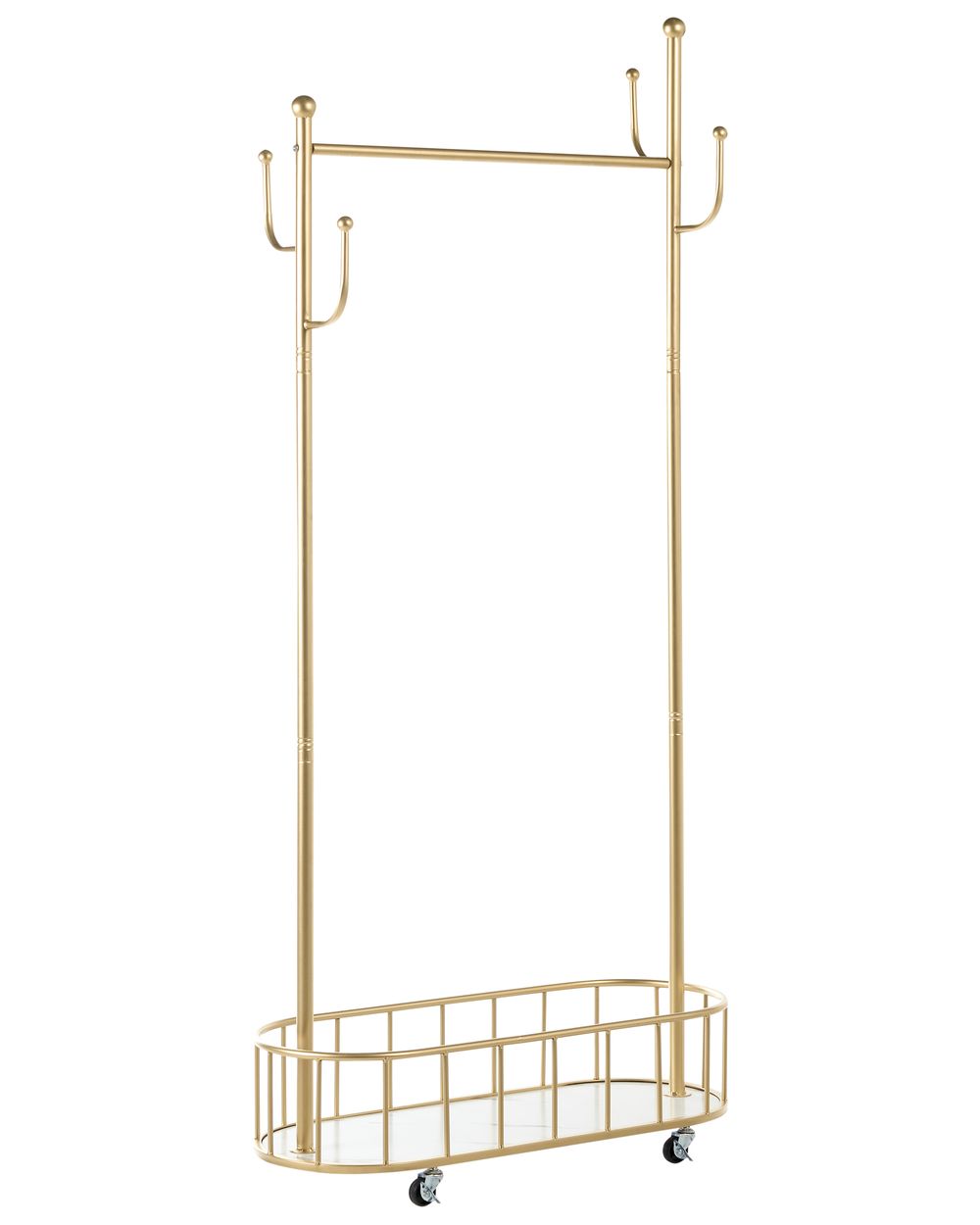Coat Stand LOUMARIN with Shelf with Wheels Gold