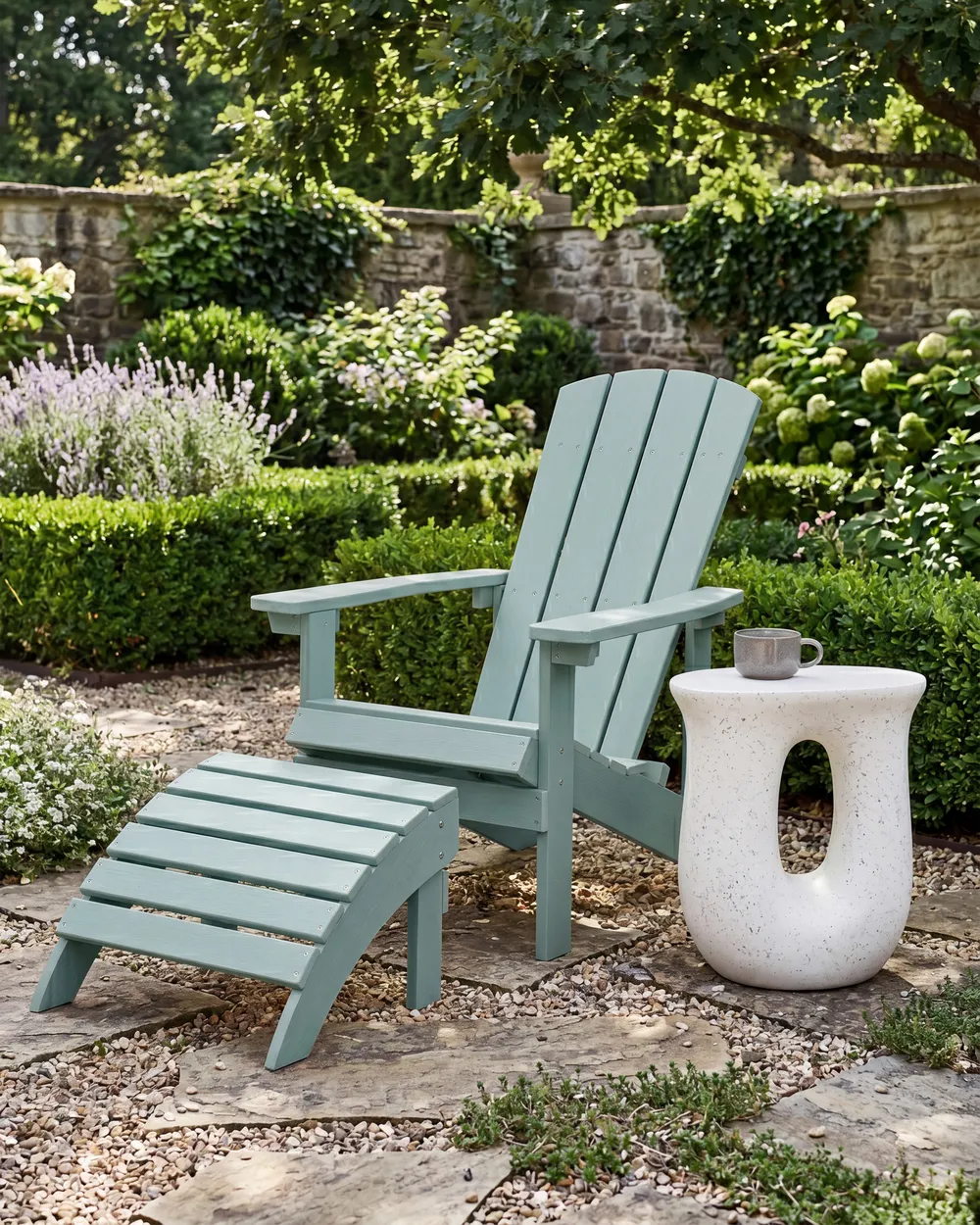 Gartenstuhl ADIRONDACK mit Fußstütze Türkis
