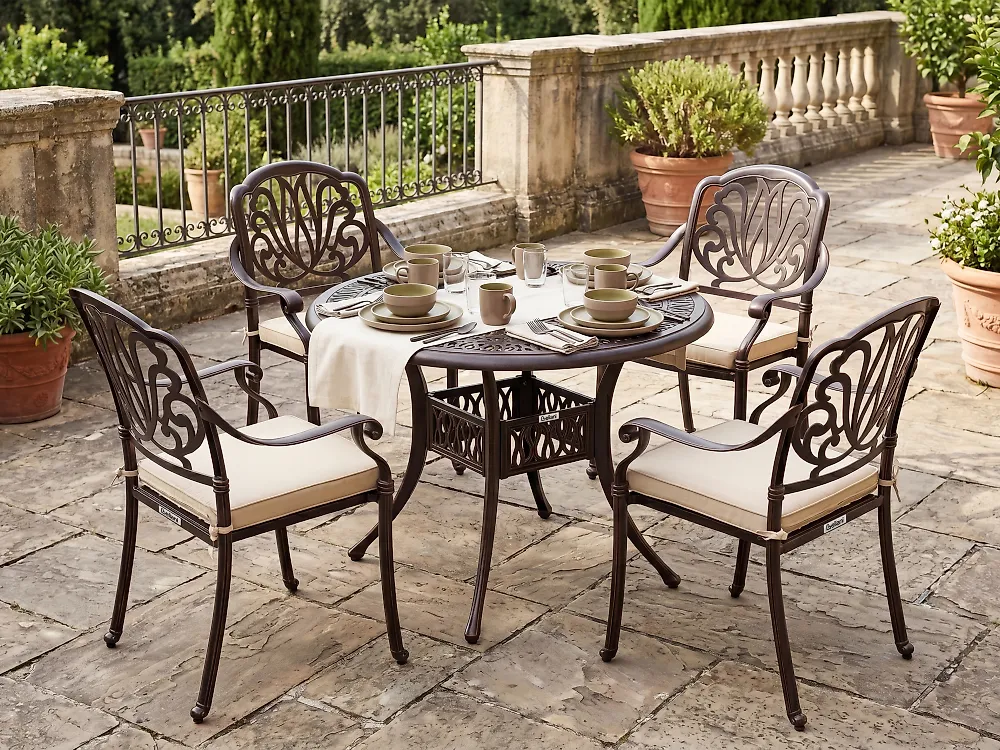 Gartentisch für 4 Personen ANCONA 90 cm 90 cm Metall Dunkelbraun