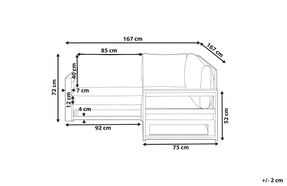 Garten Ecksofa 2-Sitzer TIMOR modular zertifiziertes Akazienholz Hellbraun_906367