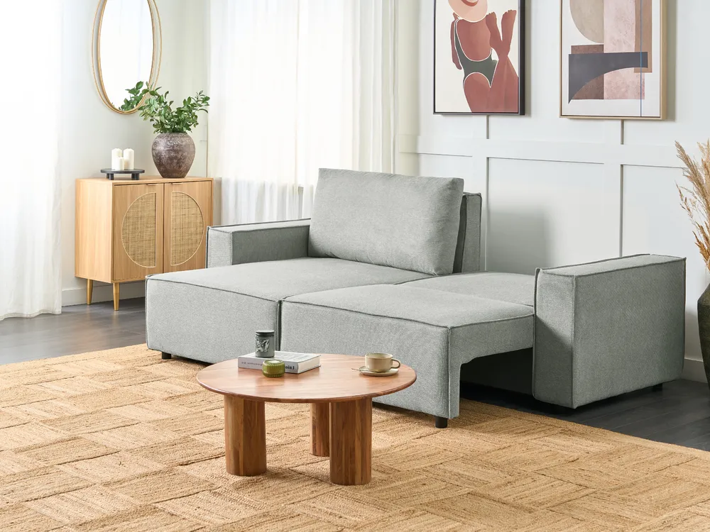 Corner Sofa Bed 3 Seater KARILA with Storage Fabric Grey Right Hand_886071