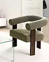 Sessel ILBRO Bouclé Grün / Dunkelbraun