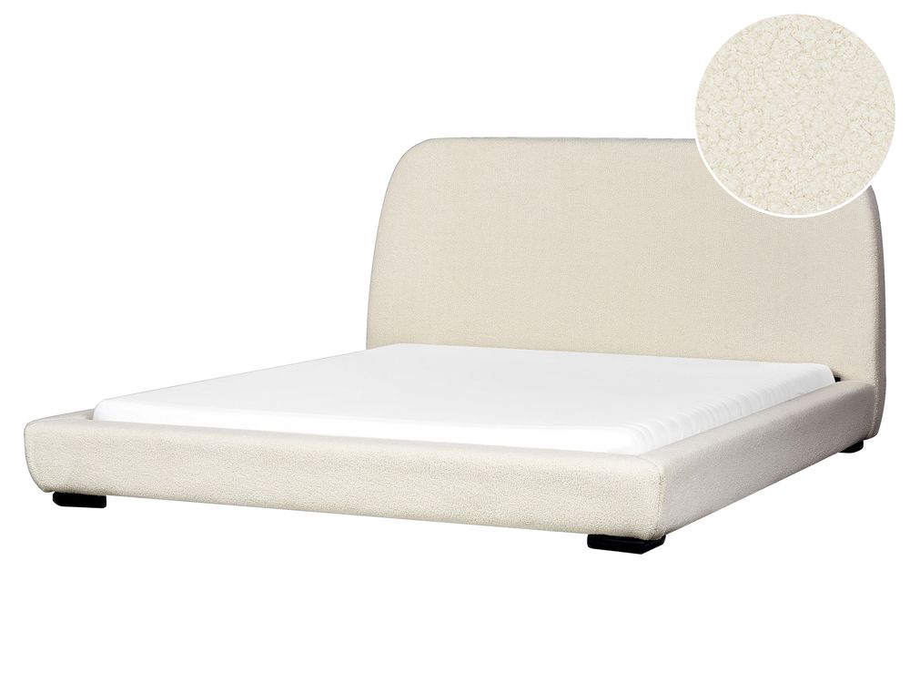 Bed Bouclé ROISEL 160 x 200 cm Lichtbeige
