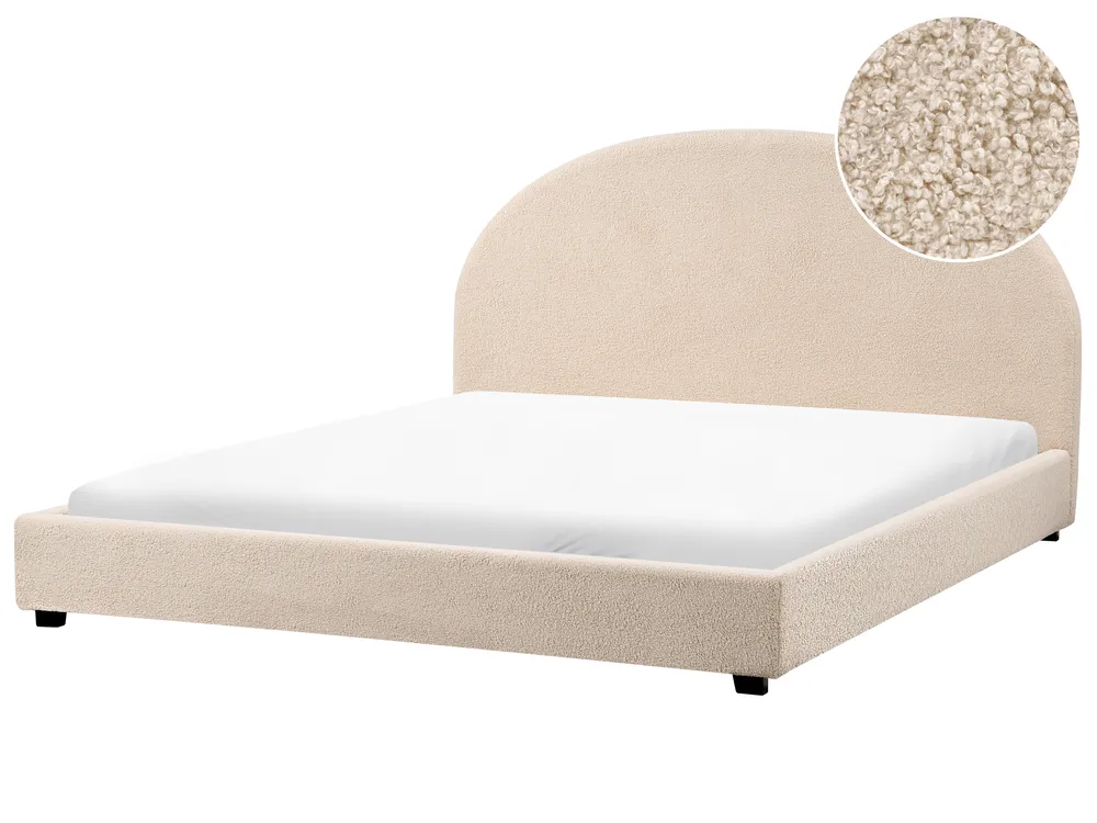 Bett mit Lattenrost Bouclé VAUCLUSE 180 x 200 cm Beige