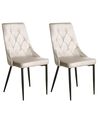 Esszimmerstuhl 2er Set AVENIR Samtstoff Beige