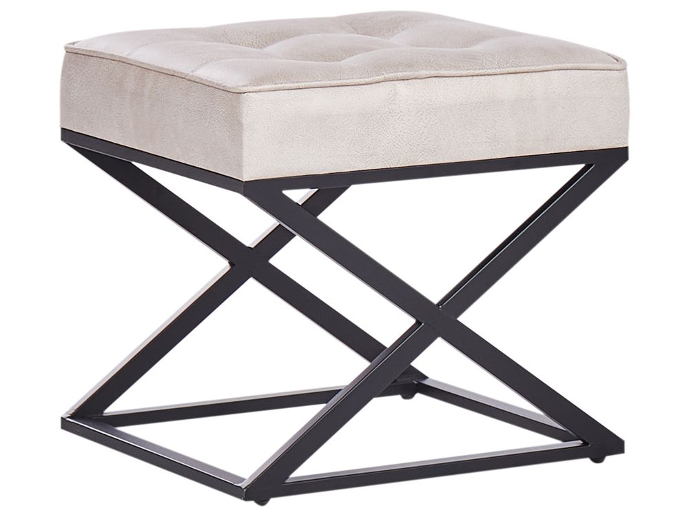 Footstool MURDO Faux Leather Beige