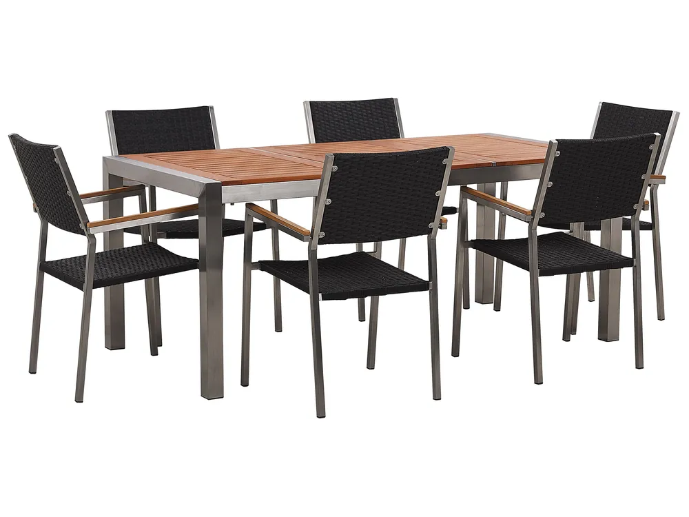 Gartenmöbel Set 6-Sitzer GROSSETO Eukalyptusholz Braun / Schwarz
