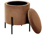 Pouf mit Stauraum WENONA Samtstoff Dunkelbraun_1026299