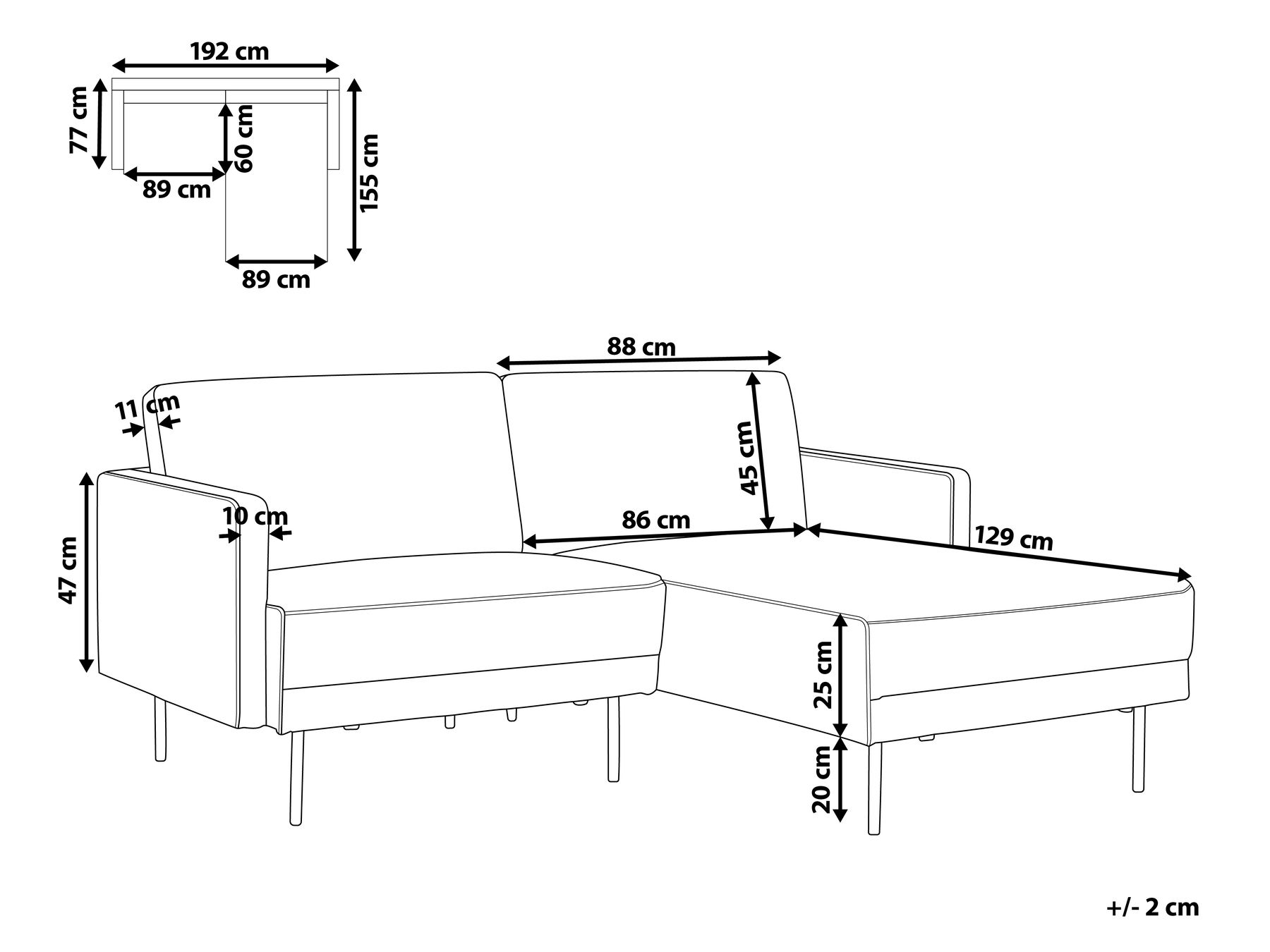 Corner Sofa 2 Seater BREDA Fabric Green Left Hand_895028