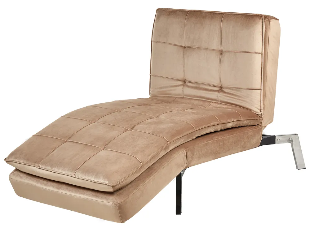 Chaise Longue LOIRET Velvet Light Brown_877672