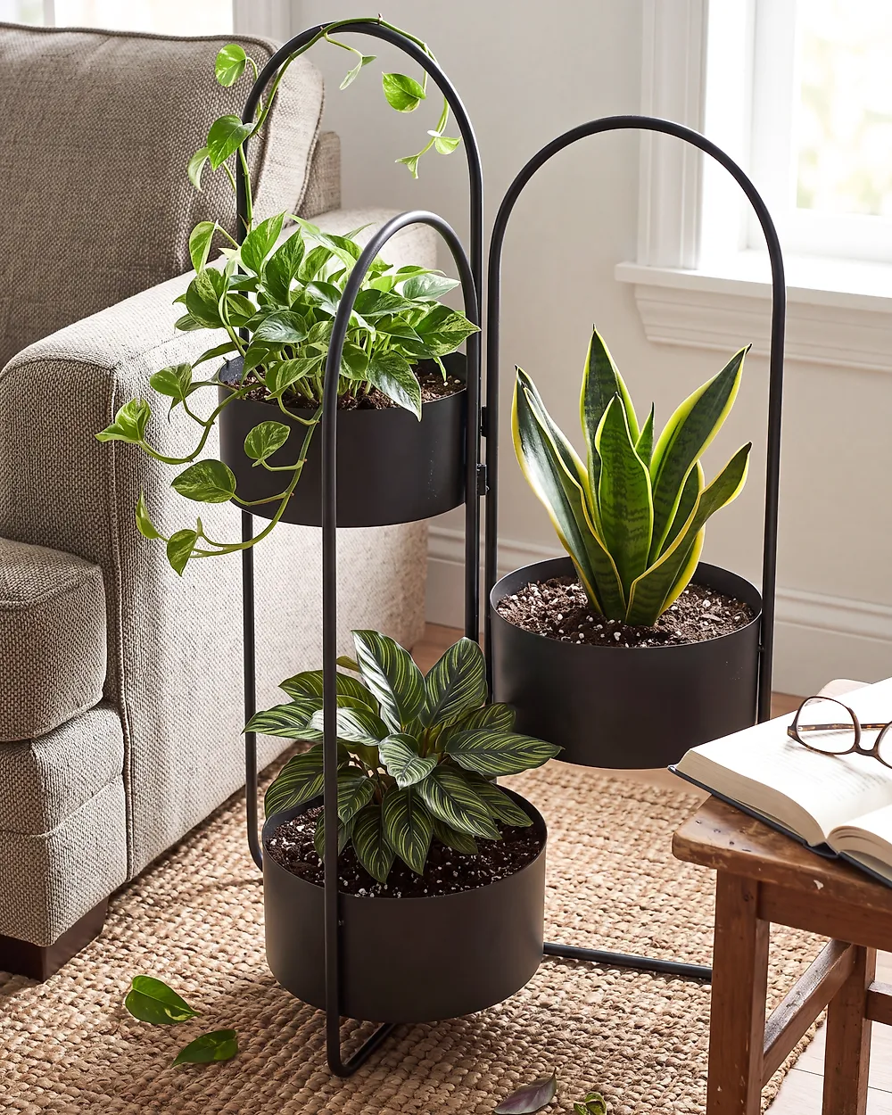 Pflanzenständer COLUTENA 56 cm Metall Schwarz_1178909
