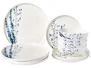12-Piece Dinnerware Set MAHLEB Porcelain White/Blue_1191943