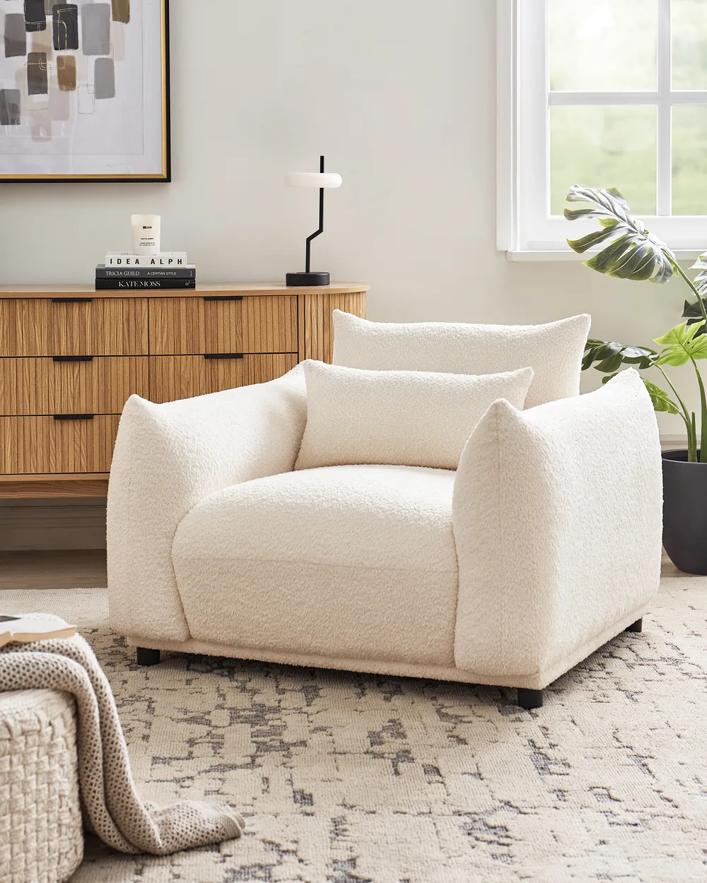 Sessel JAMSA Bouclé Cremeweiß
