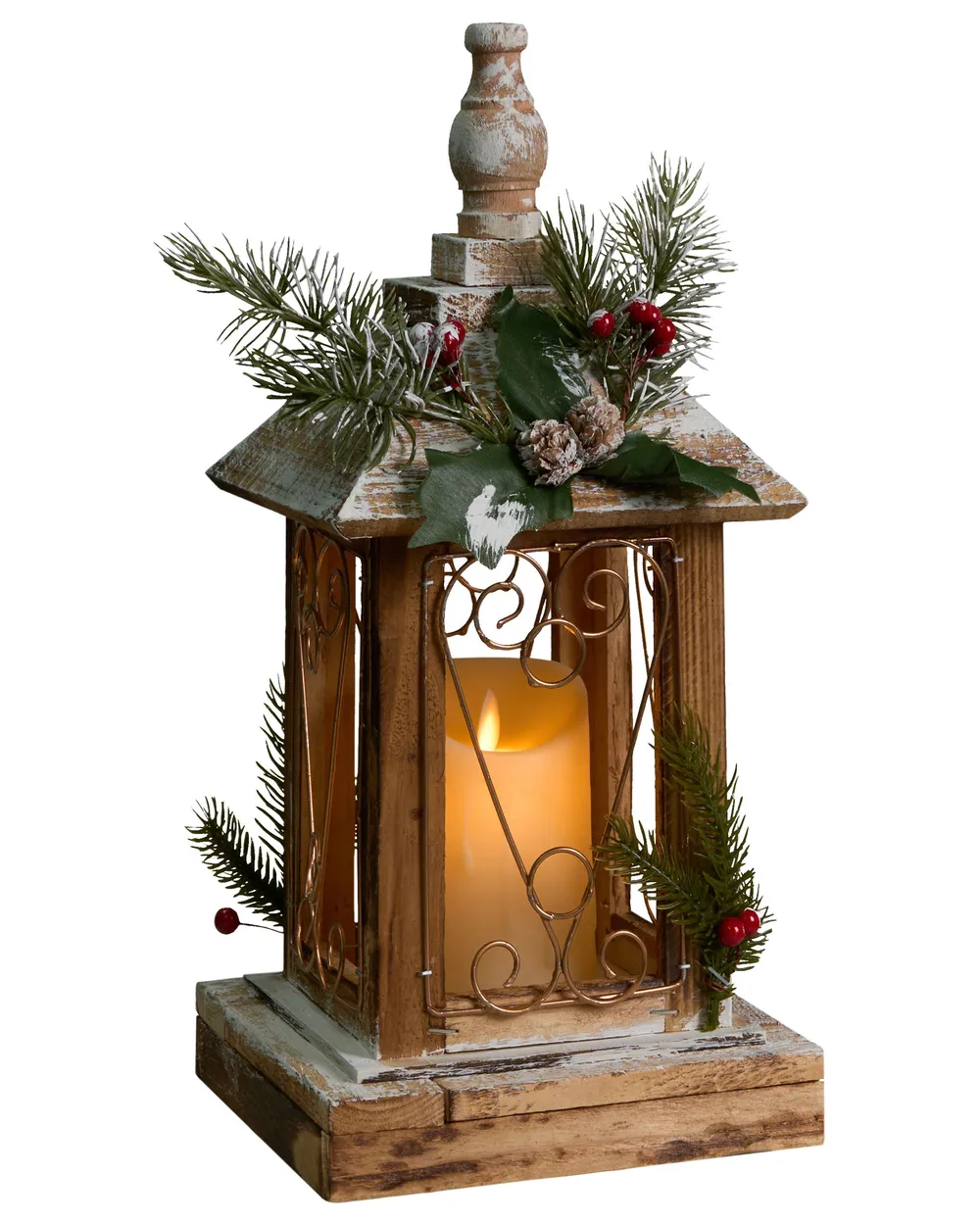 LED Laterne SAIMA 40 cm Weihnachtsmotiv Dunkelbraun
