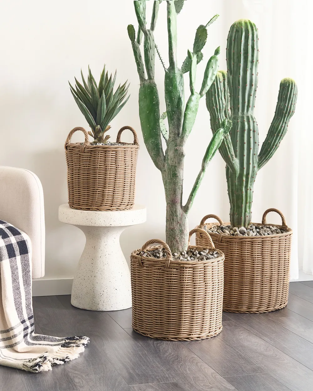 Blumenkorb 3er Set PENDULA 33/37/45 cm Polyrattan Naturfarben