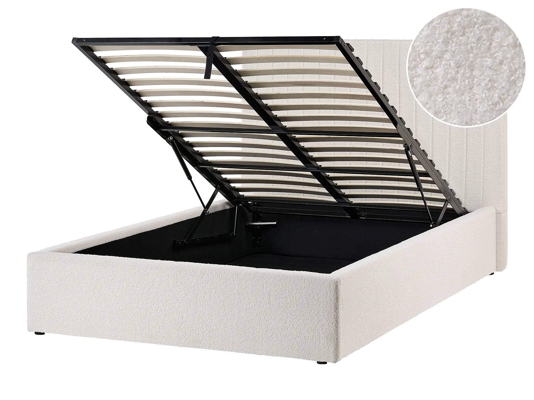 Ottoman Bed VION Boucle Off-White 120 x 200 cm (EU Small Double)_1062882