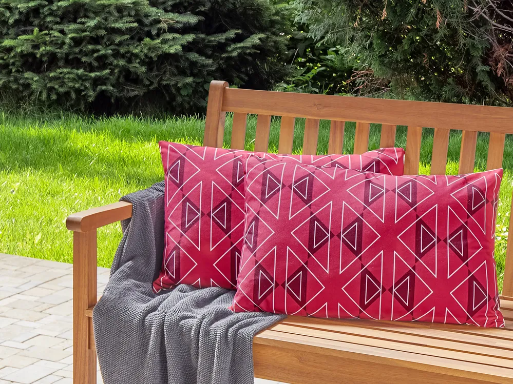 Gartenkissen 2er Set MEZZANO Geometrisches Muster 40 x 60 cm Fuchsia