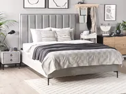 Bedroom Set SEZANNE Velvet Light Grey 180 x 200 cm (EU Super King)_799889
