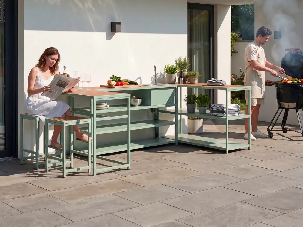 Outdoor-Küche mit Spüle AVETRANA Hellgrün Metall_1079367