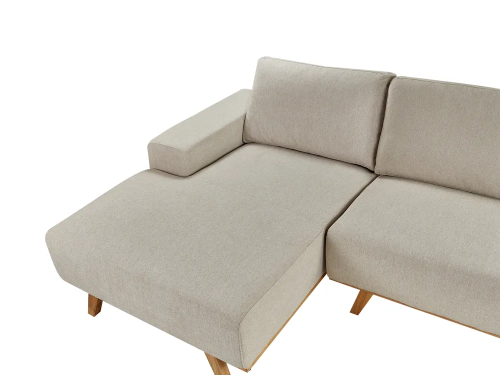 Ecksofa 3-Sitzer NORA Stoff Hellbeige rechtsseitig_891231