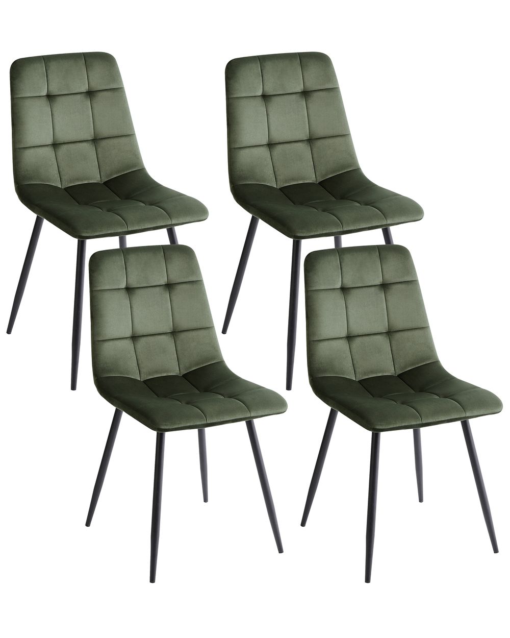 Set van 4 eetkamerstoelen POWELL Fluweel Olijfgroen