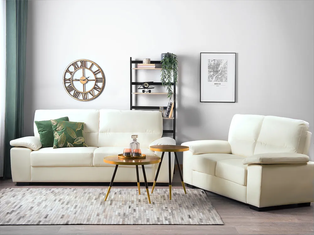 Sofa Set 5-Sitzer VOGAR Kunstleder Cremeweiß