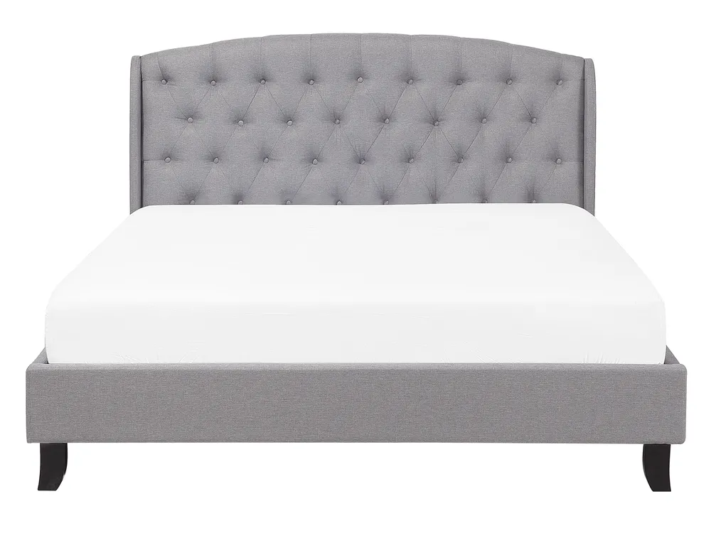 Bett mit Lattenrost Stoff BORDEAUX 140 x 200 cm Hellgrau_694910