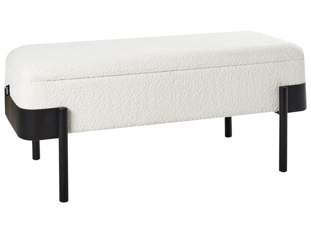 Upholstered Storage Bench WARREN Chenille Off-White
