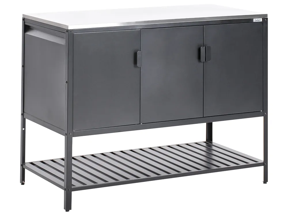 3 Piece Outdoor Kitchen Set with Sink MAENZA Black Metal_981523