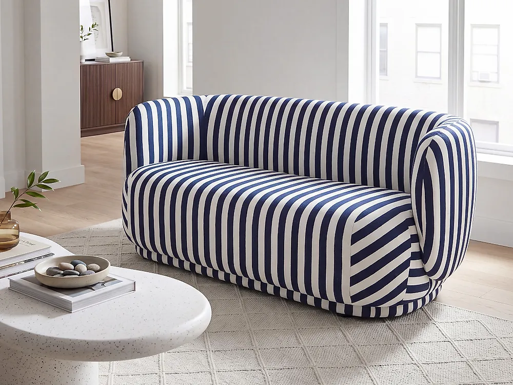 Sofa 3 Seater MELLOSA Fabric Off-White/Blue_1195069