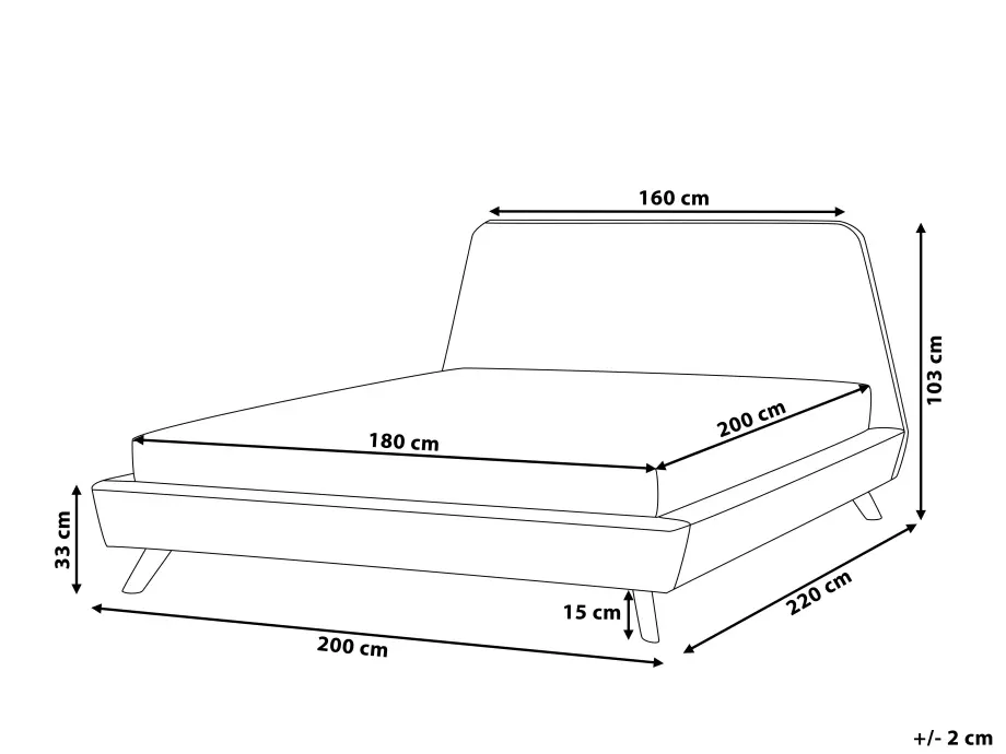 Bett mit Lattenrost Stoff VIENNE 180 x 200 cm Grau_676000