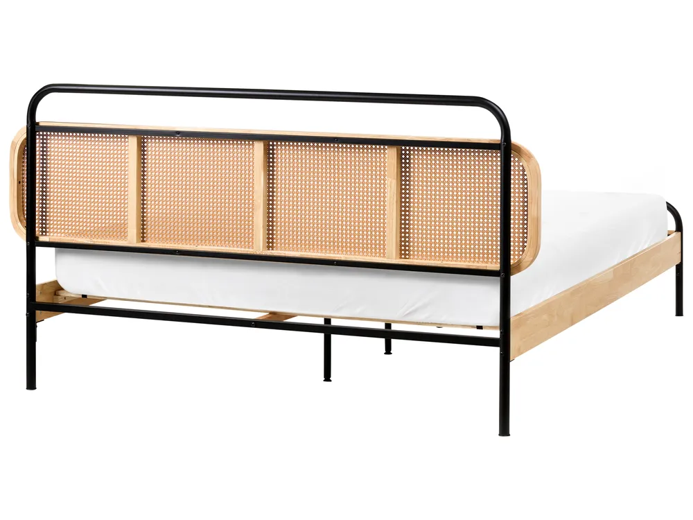 Bett mit Lattenrost Rattan BOUSSICOURT 160 x 200 cm Hellbraun_1011636