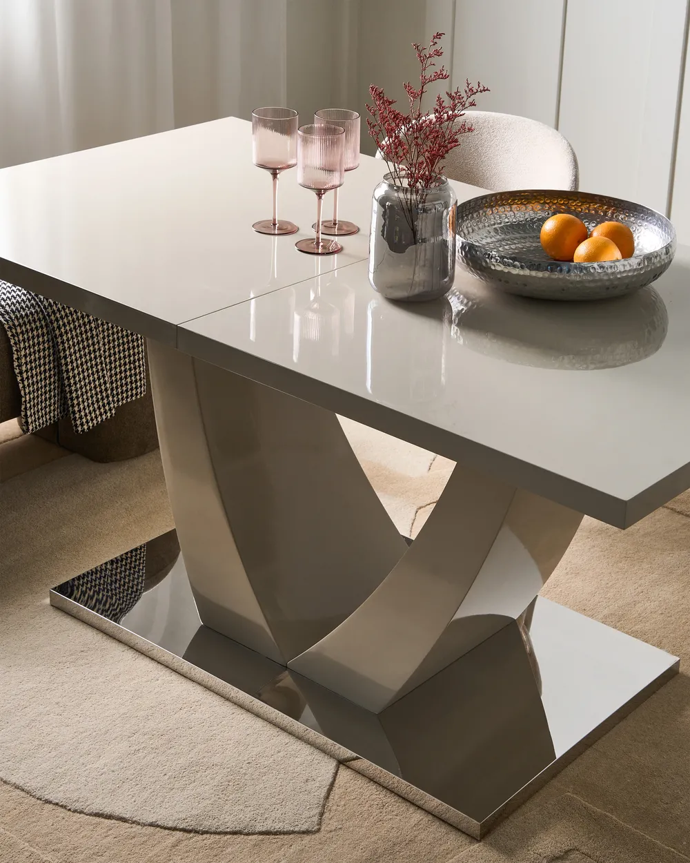 Ausziehbarer Esstisch MERRAN Hellbeige 160/200 cm 90 cm_1043773