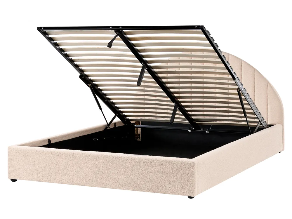 Postelja s prostorom za shranjevanje CHADENET Knjižica Svetlo bež 160 x 200 cm_1151078