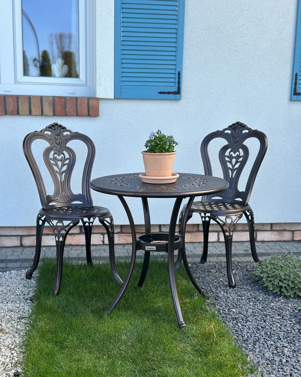 Outdoor Bistrotisch BOVINO 65 cm 65 cm Metall Dunkelbraun_1073012