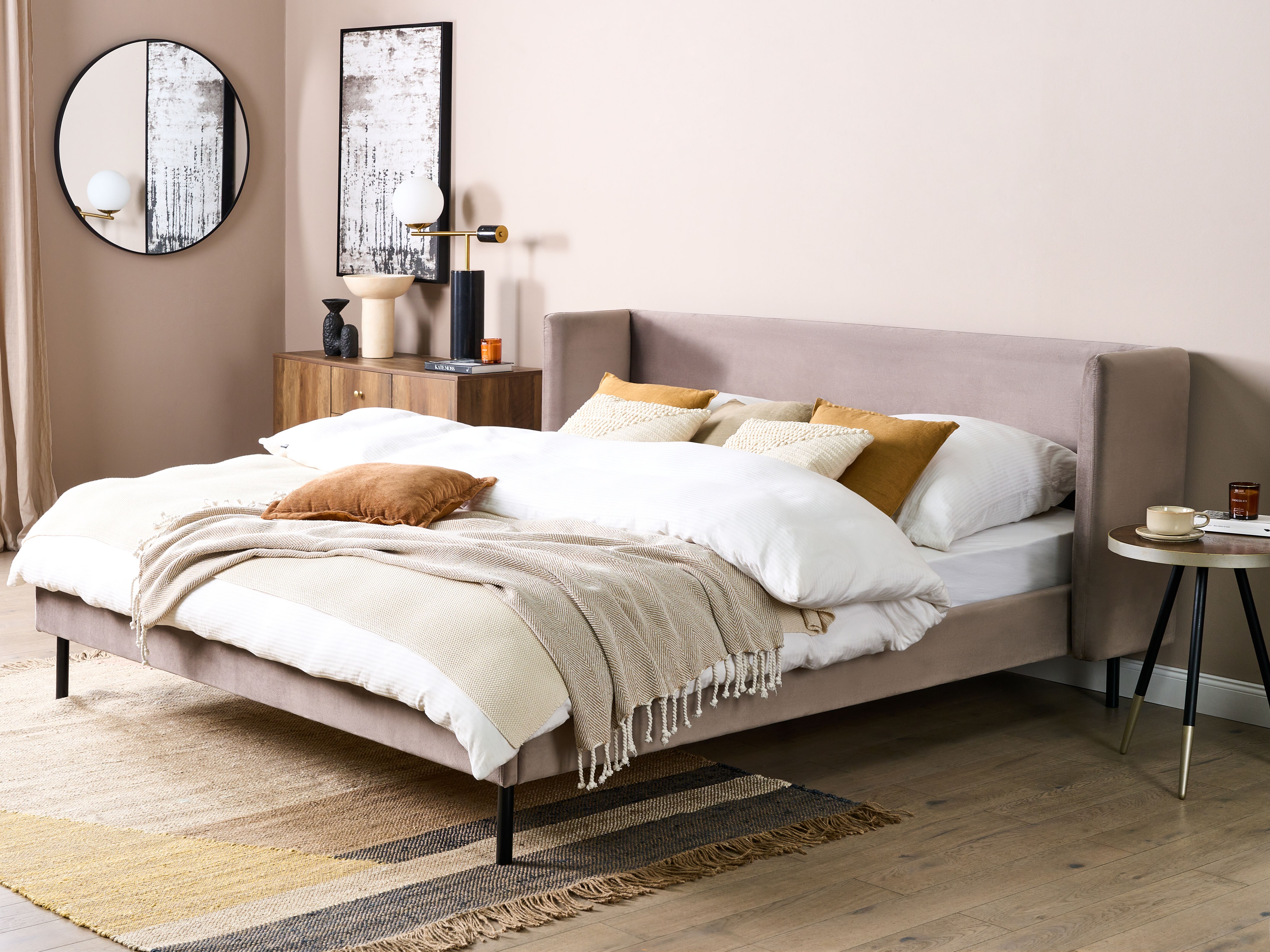 Bed Velvet ARETTE 180 x 200 cm (EU Super King) Taupe_1182531