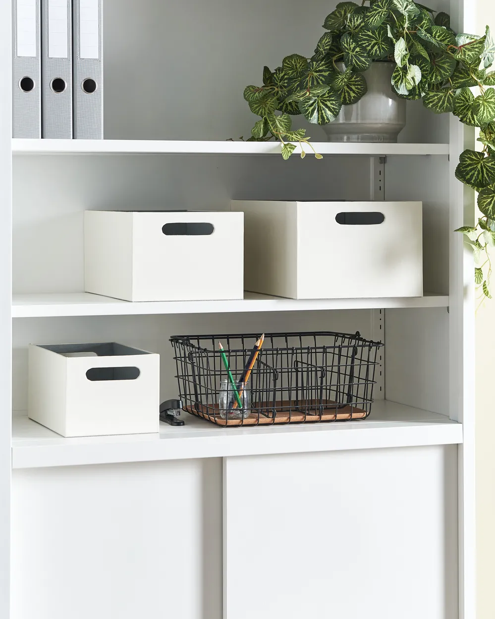 Aufbewahrungsbox 3er Set LARSA Kunstleder Beige_1079730