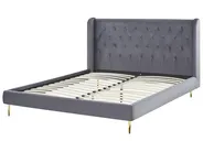 Bed Velvet FORBACH 160 x 200 cm (EU King Size) Grey_819126