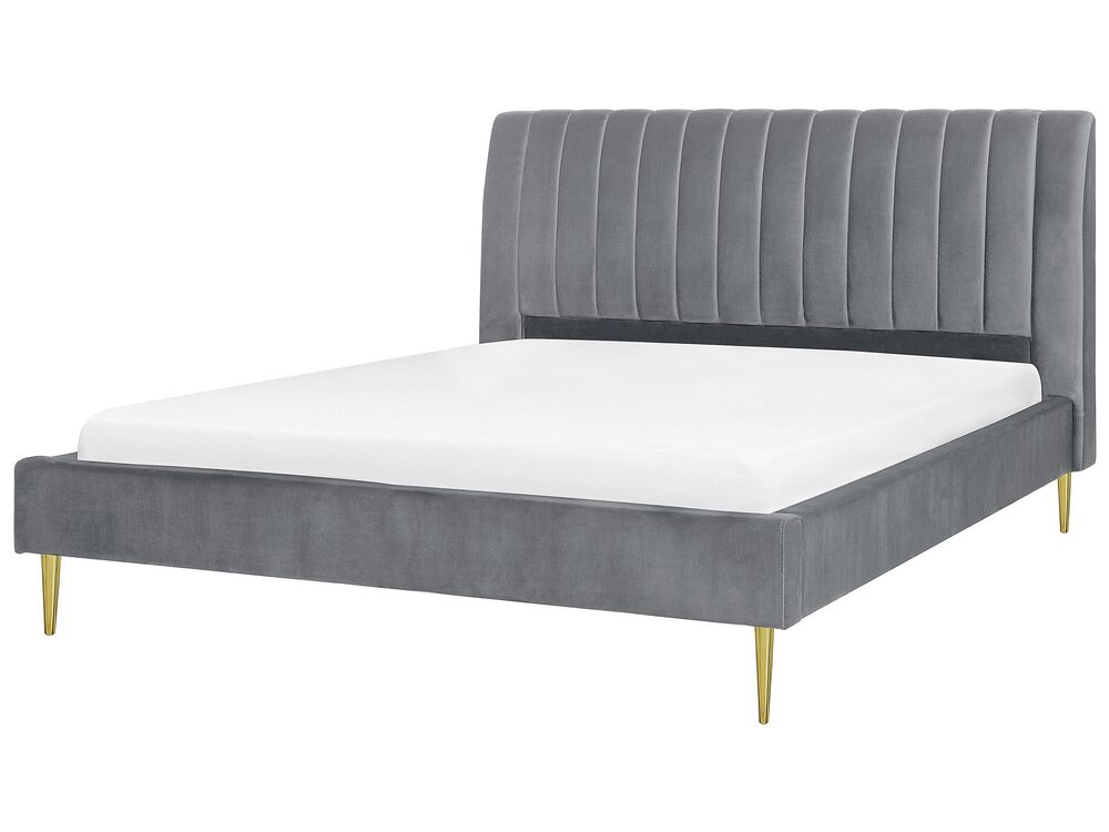 Bed Velvet MARVILLE 180 x 200 cm (EU Super King) Grey
