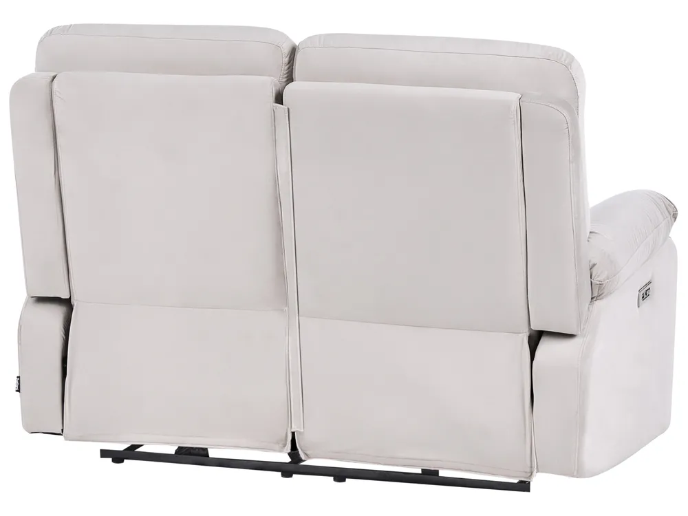 Sofa Set elektrisch verstellbar 6-Sitzer BERGEN mit USB-Anschluss Samtstoff Hellbeige_1064828