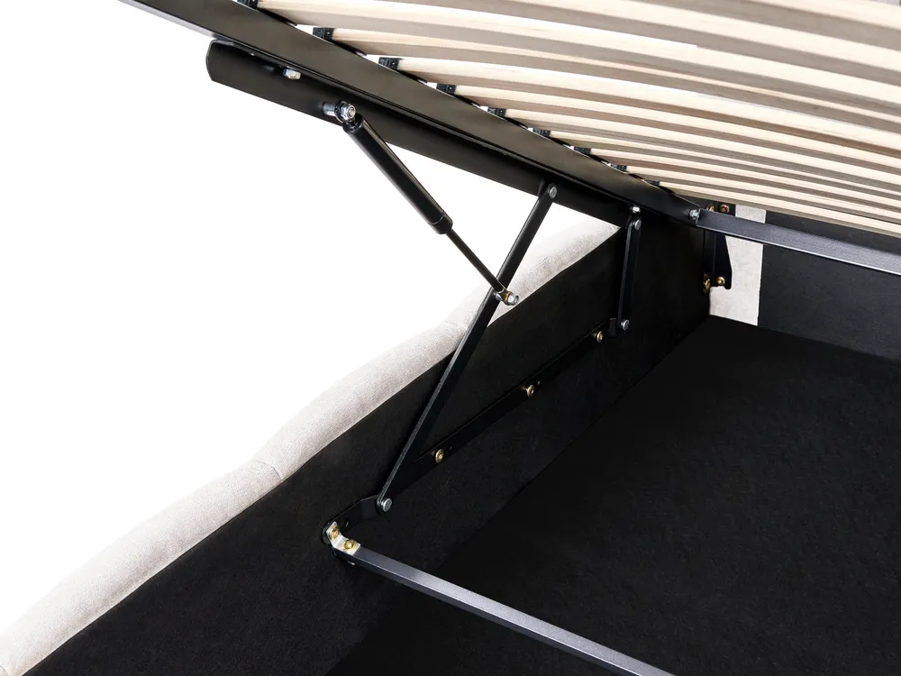 Bett mit Stauraum VAUVERT Stoff Cremeweiß 140 x 200 cm_1091179