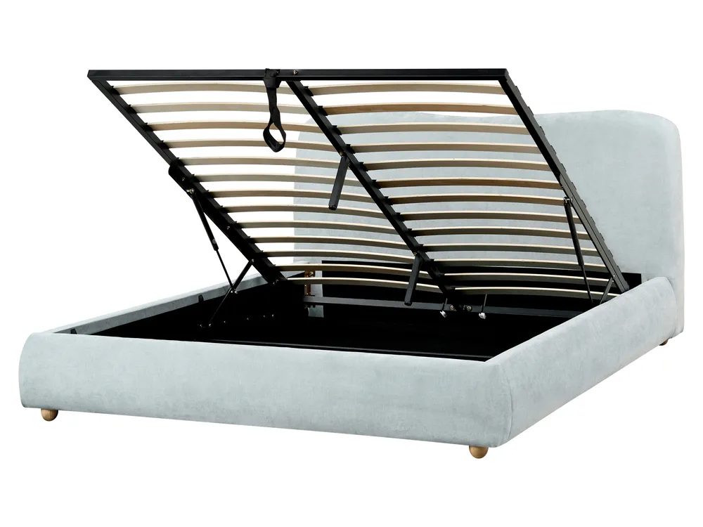 Bett mit Stauraum BLAGNAC Chenillegewebe Hellblau 160 x 200 cm